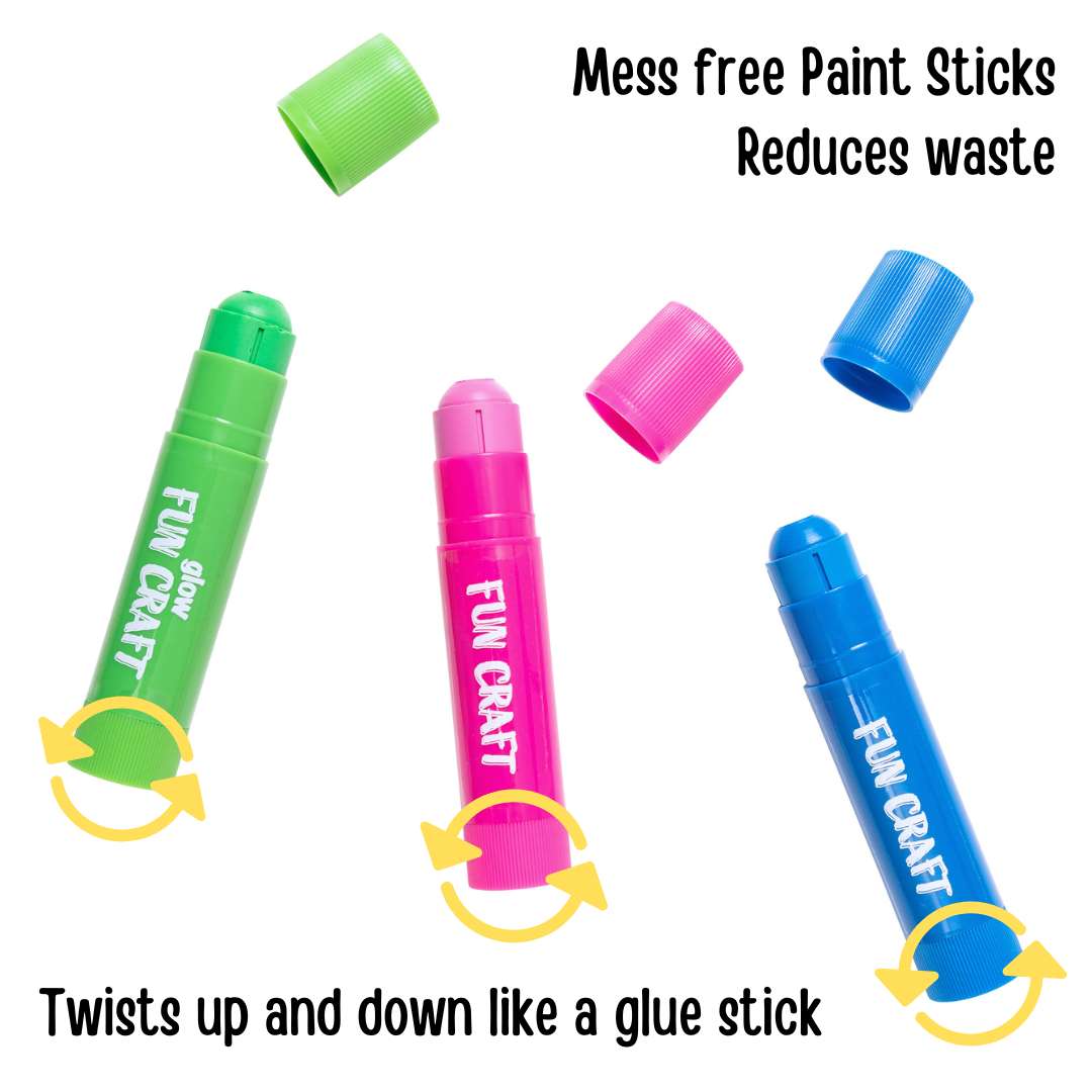 Fun Craft 24 Colour Tempera Paint Sticks – Quick Dry, Mess Free Kids Painting Set