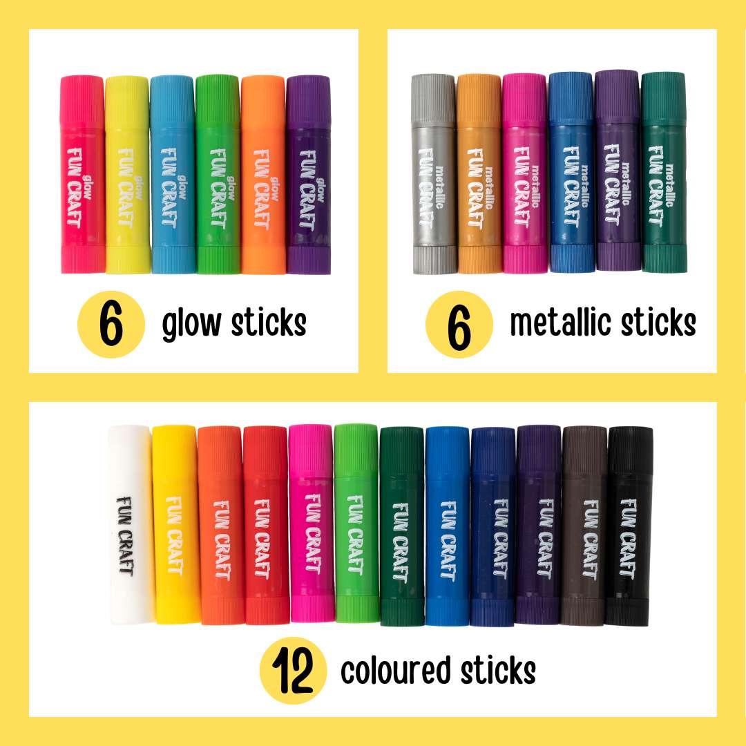 Fun Craft 24 Colour Tempera Paint Sticks – Quick Dry, Mess Free Kids Painting Set