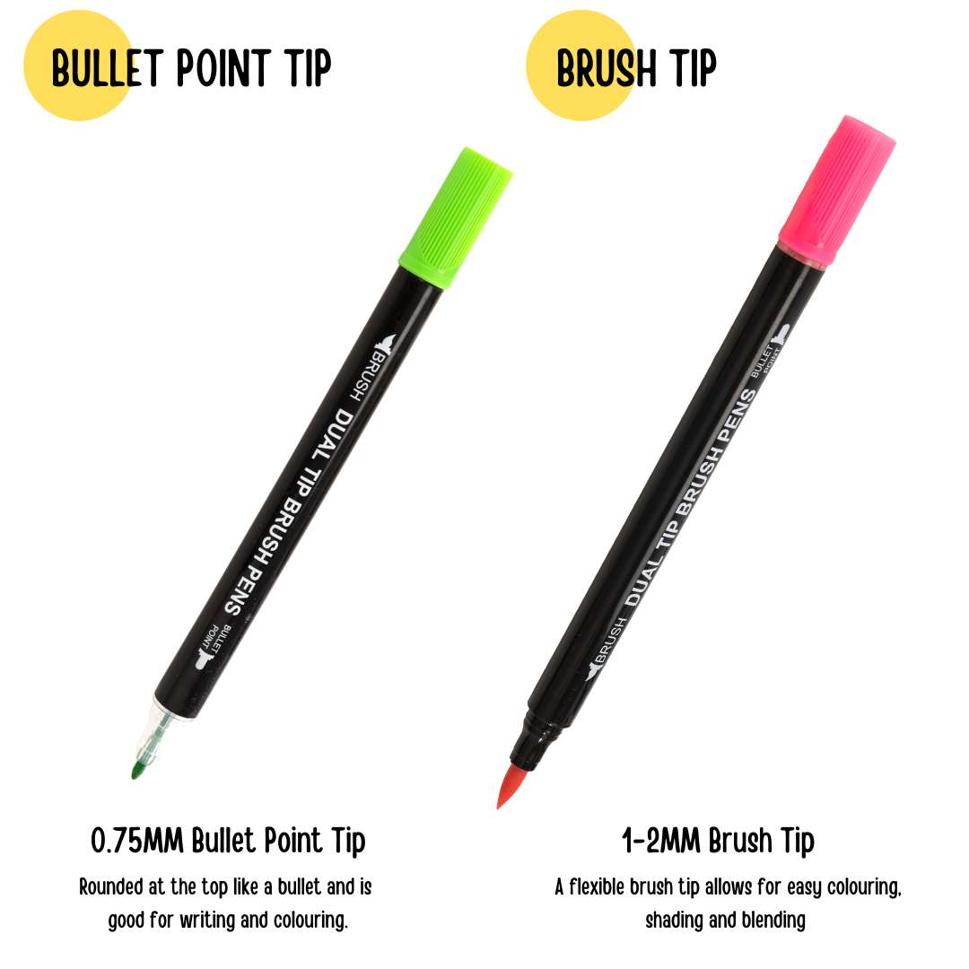 FairFax & Co 36 Dual Tip Watercolour Brush Pens – Art & Colouring Set