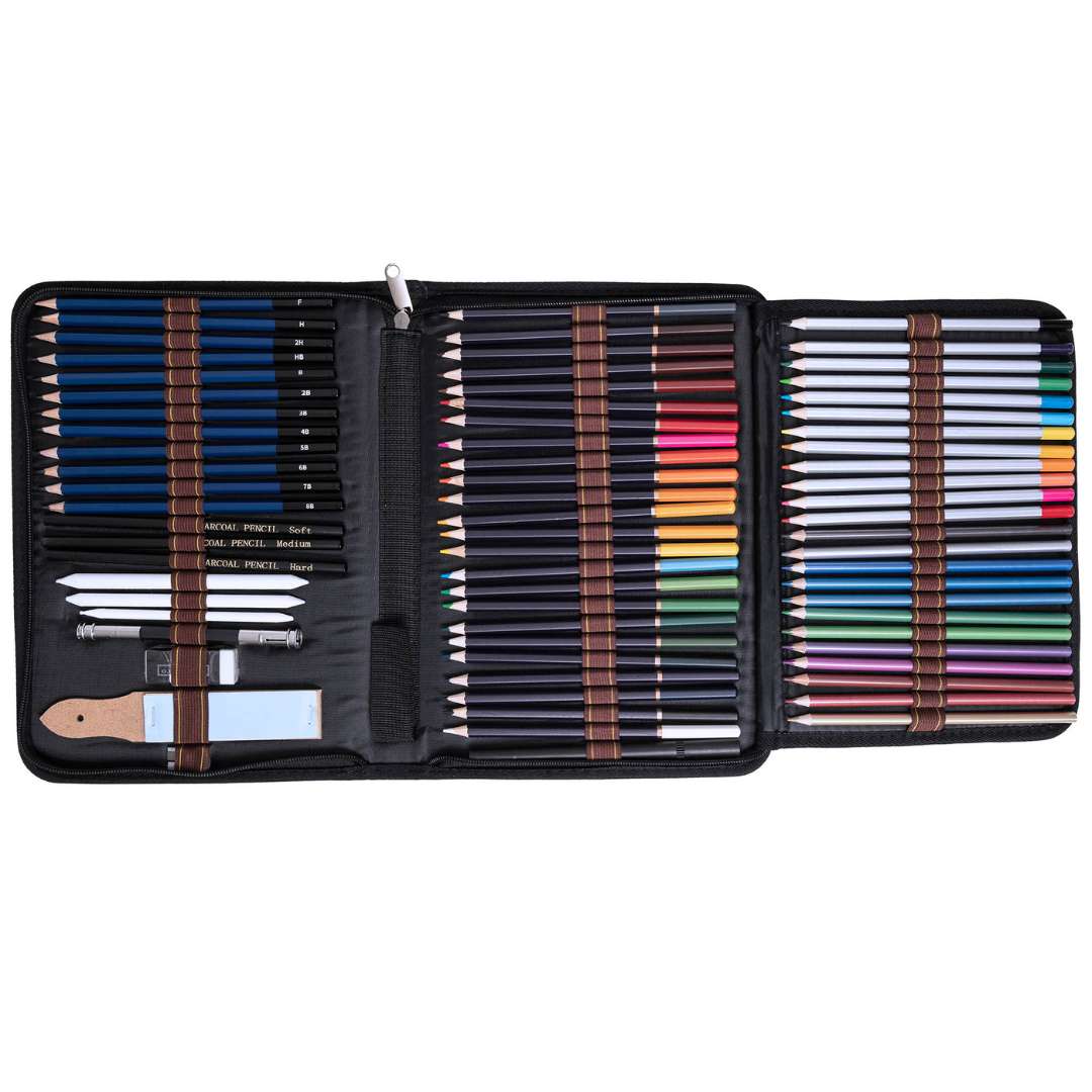 FairFax & Co 72 Piece Pencil Drawing Set – Professional Sketching & Coloured Art Kit