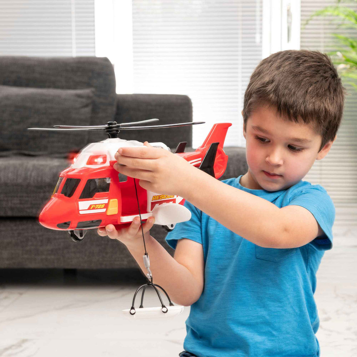 Teamsterz Mighty Machines Medium Light & Sound Fire Rescue Helicopter