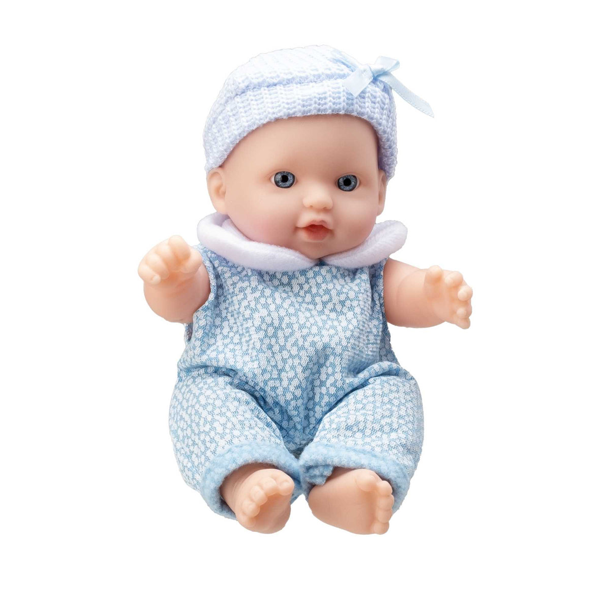 BabyBoo Cutie Baby Doll available in blue and pink outfits, featuring a soft, cuddly body, lifelike facial features, and gentle expression, perfect for nurturing role-play and snuggling.