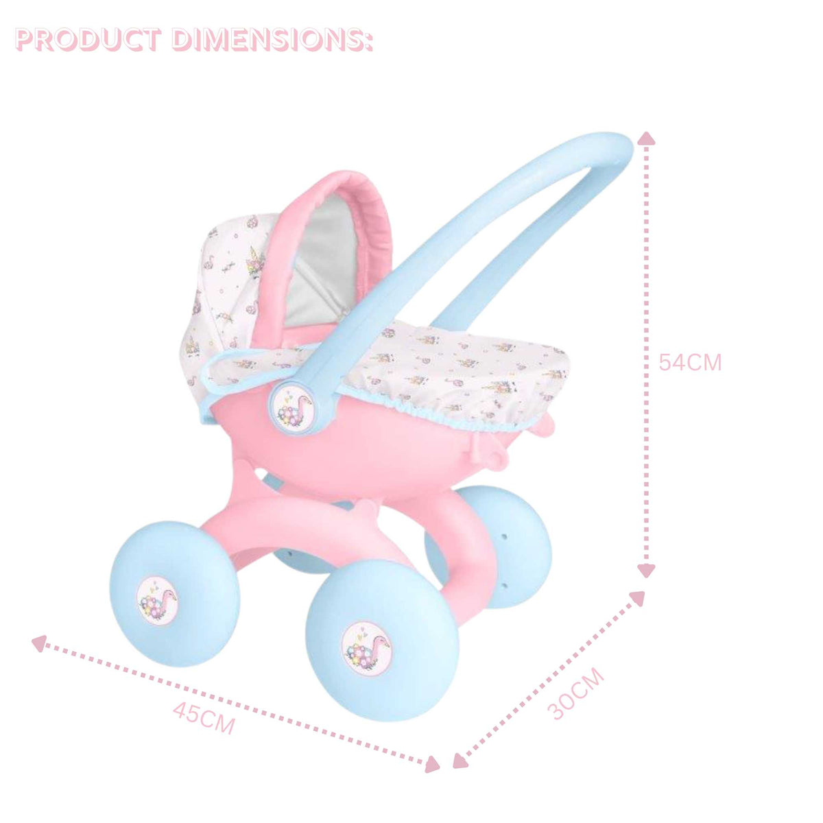 BabyBoo My First 4-IN-1 Interchangeable Dolls Pram - Versatile doll pram with multiple configurations for imaginative play