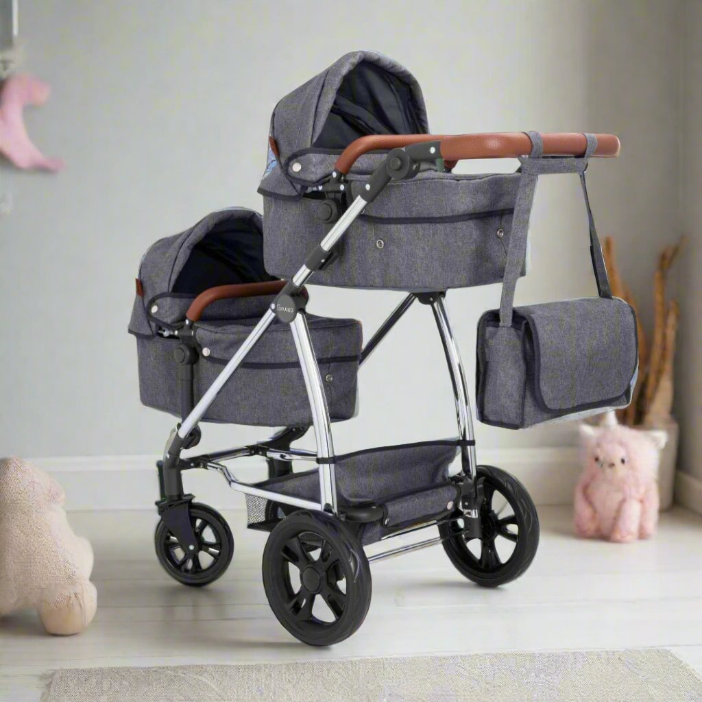 Celuna Premium Twin Dolls Travel System - versatile doll stroller with 9 play patterns, perfect for twins, stylish and durable design