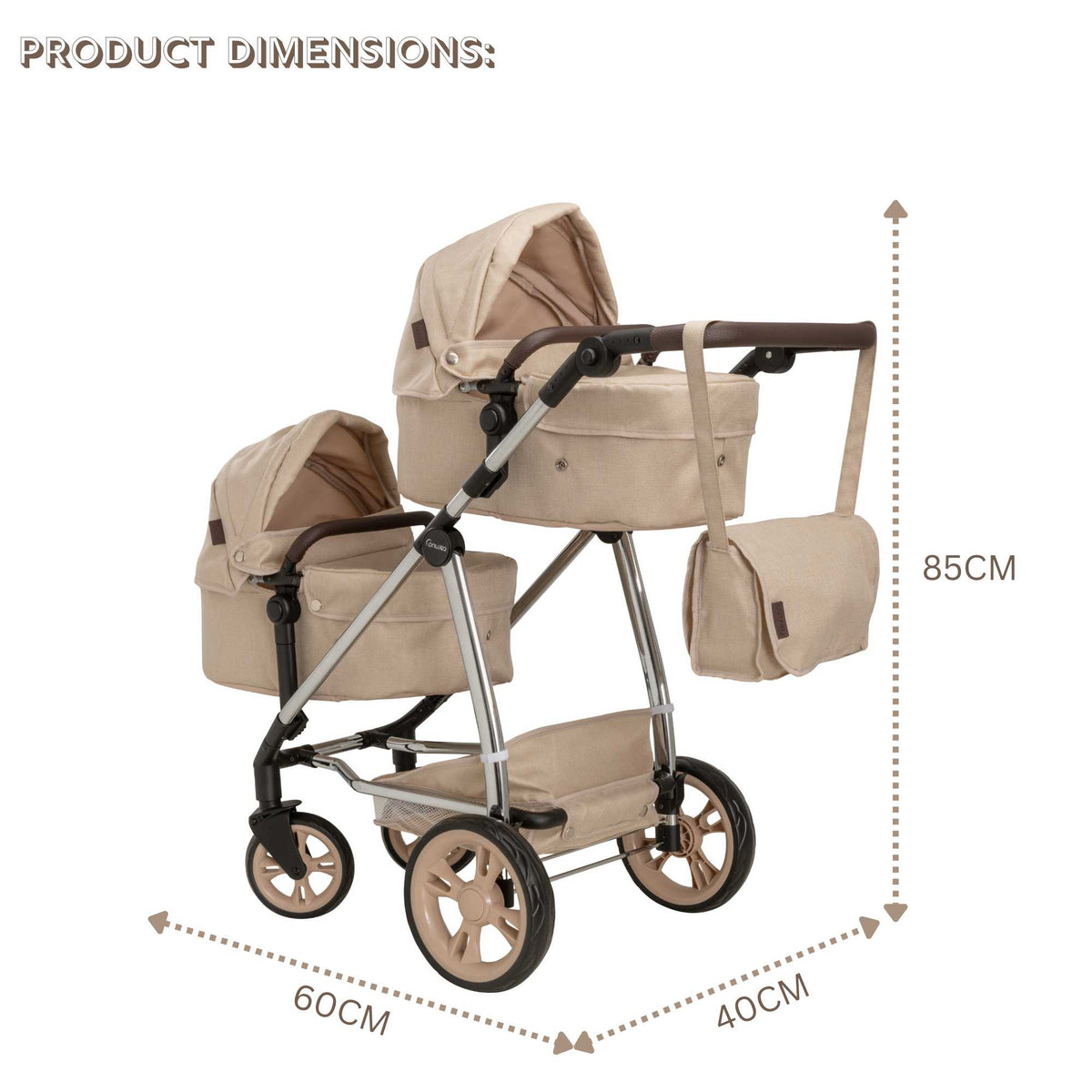 Celuna Premium Twin Dolls Travel System - versatile doll stroller with 9 play patterns, perfect for twins, stylish and durable design