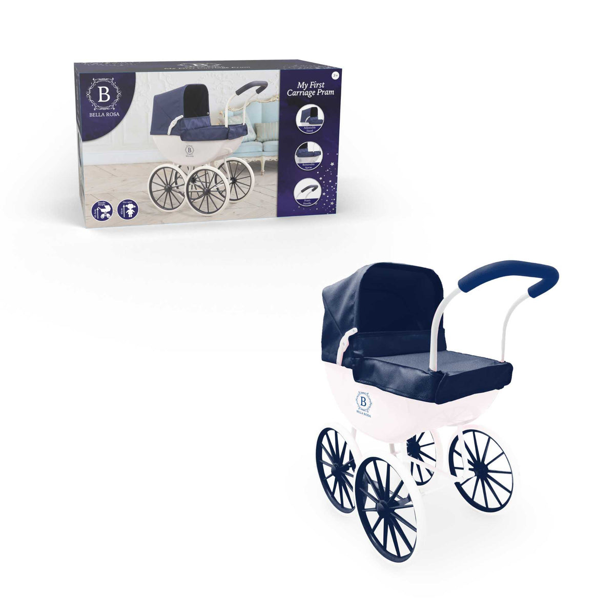 Bella Rosa My First Carriage Pram - Navy Doll &amp; Action Figure Accessories
