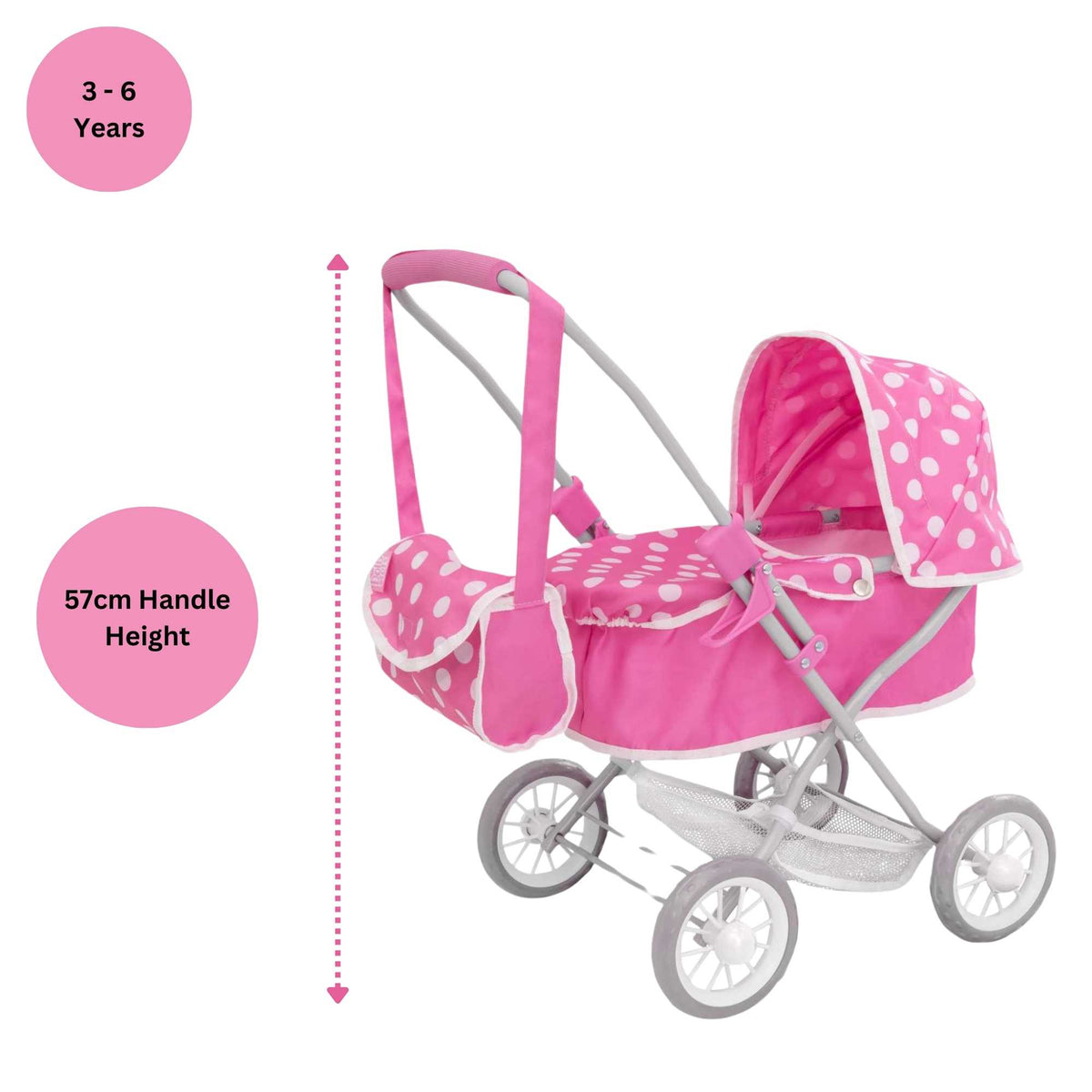 Dolly Tots Cutie Dolls Pram - Adorable and Compact Toy Pram for Dolls