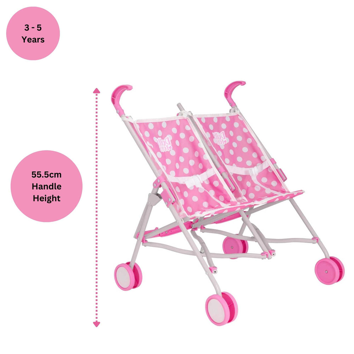 Dolly Tots Twin Dolls Stroller - Double Toy Stroller for Twin Dolls with Easy Manoeuvrability