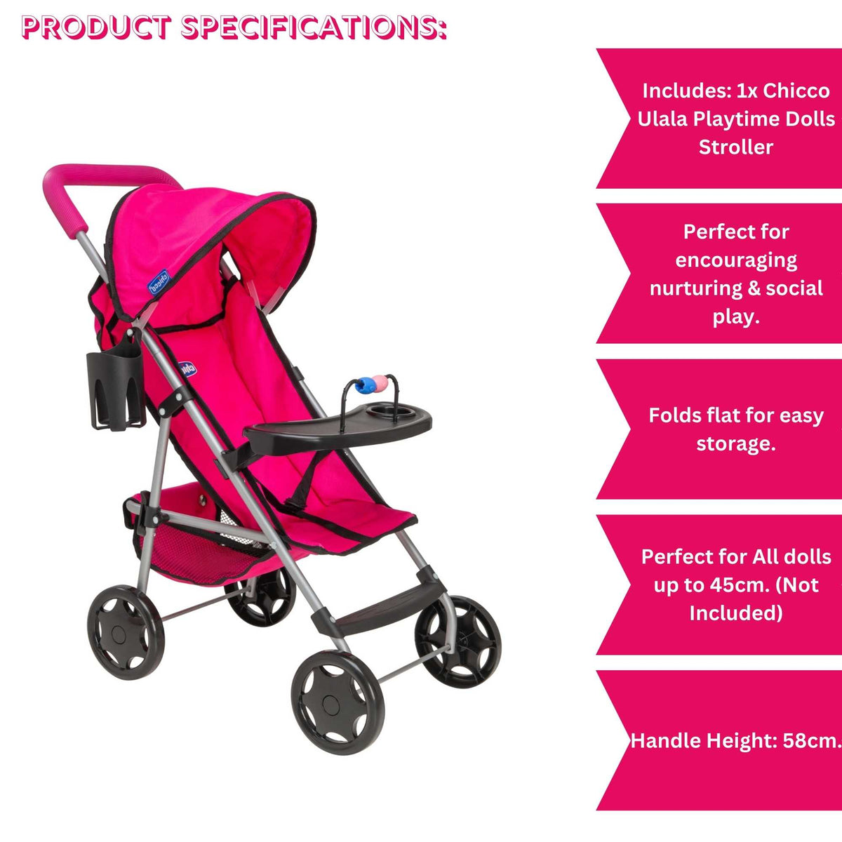 Chicco Ulala Playtime Dolls Pushchair - Pink Pushchairs