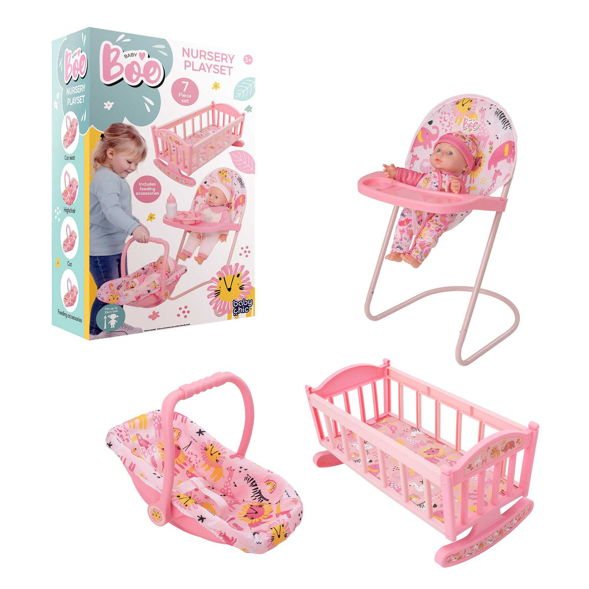 BabyBoo Dolls Nursery Playset - 7 Piece Toy Playset