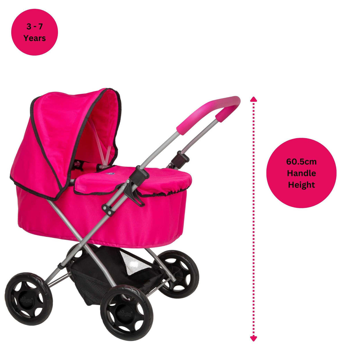 Chicco Amore Dolls Pram - Elegant and Sturdy Toy Pram for Dolls with Adjustable Handle