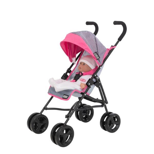 Mamas &amp; Papas Junior Cruise Stroller, designed for children&#39;s imaginative play, featuring a sleek and modern design with sturdy frame and smooth-rolling wheels, perfect for pretend outings with dolls.