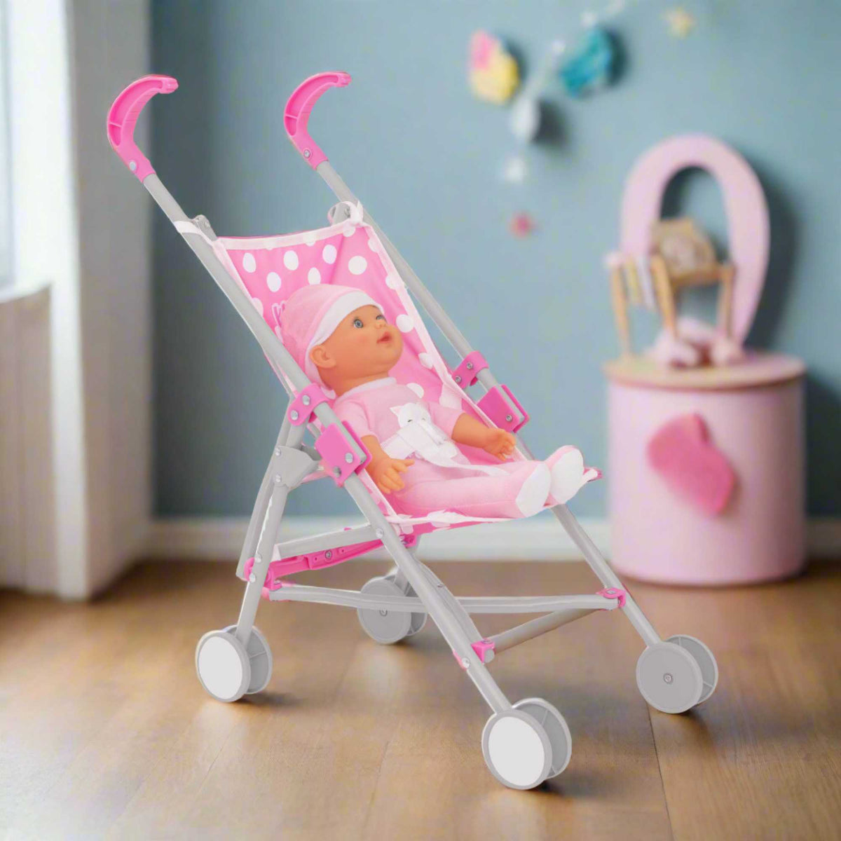 Dolly Tots Dolls Stroller with Doll - Playful Toy Stroller Set for Dolls, Includes Doll Companion