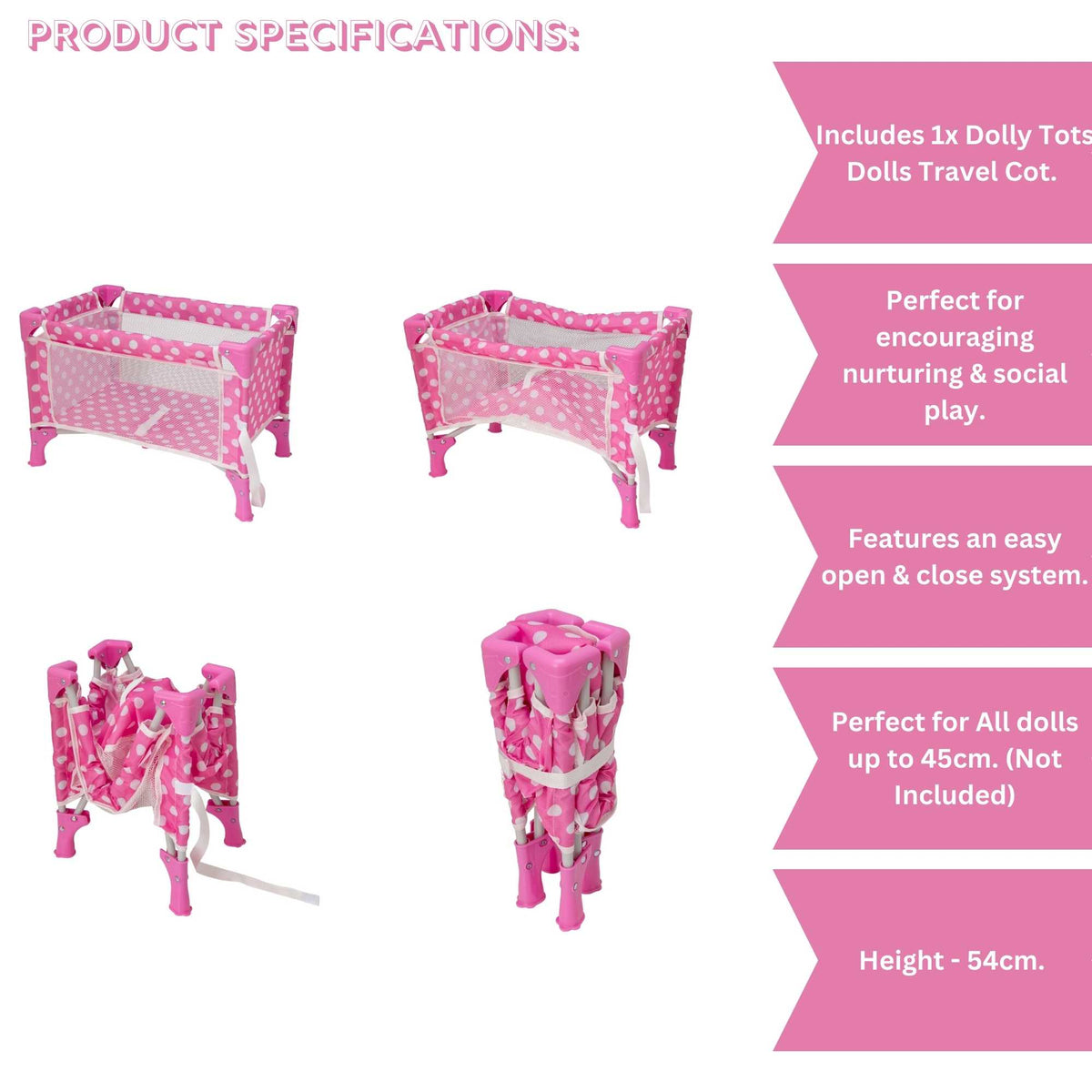 Dolly Tots Travel Dolls Cot Dolls Accessories