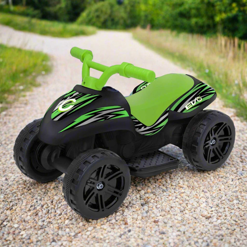 EVO 6V Venom Quad Electric Ride-On with vibrant design, sturdy four-wheel construction, and easy-to-use controls, perfect for exciting and safe outdoor adventures for kids. 