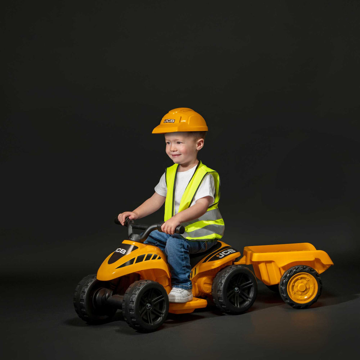 JCB Battery Operated Mini Quad Ride-On With Trailer Electric Ride Ons