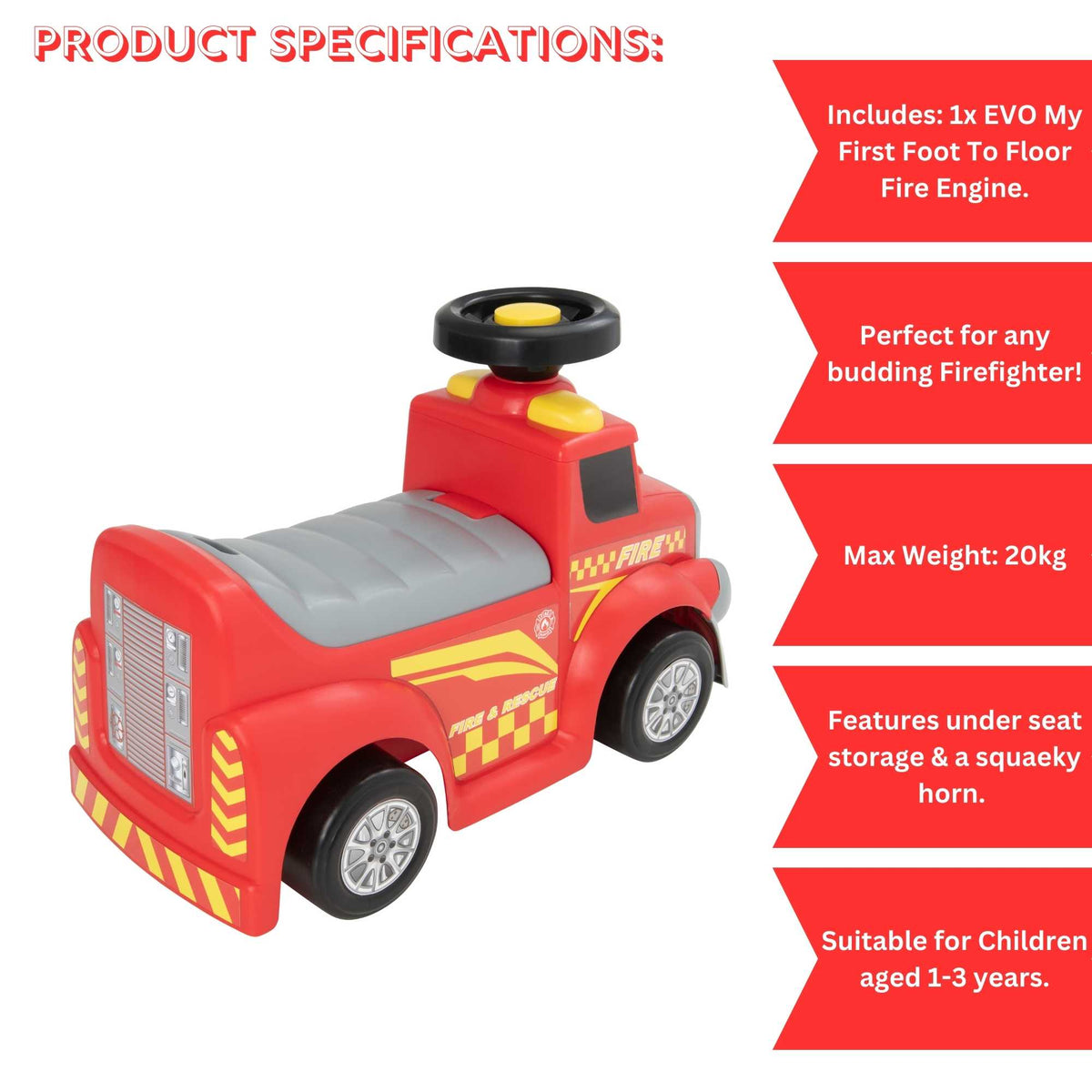 EVO My First Foot-To-Floor Fire Engine Foot to Floor