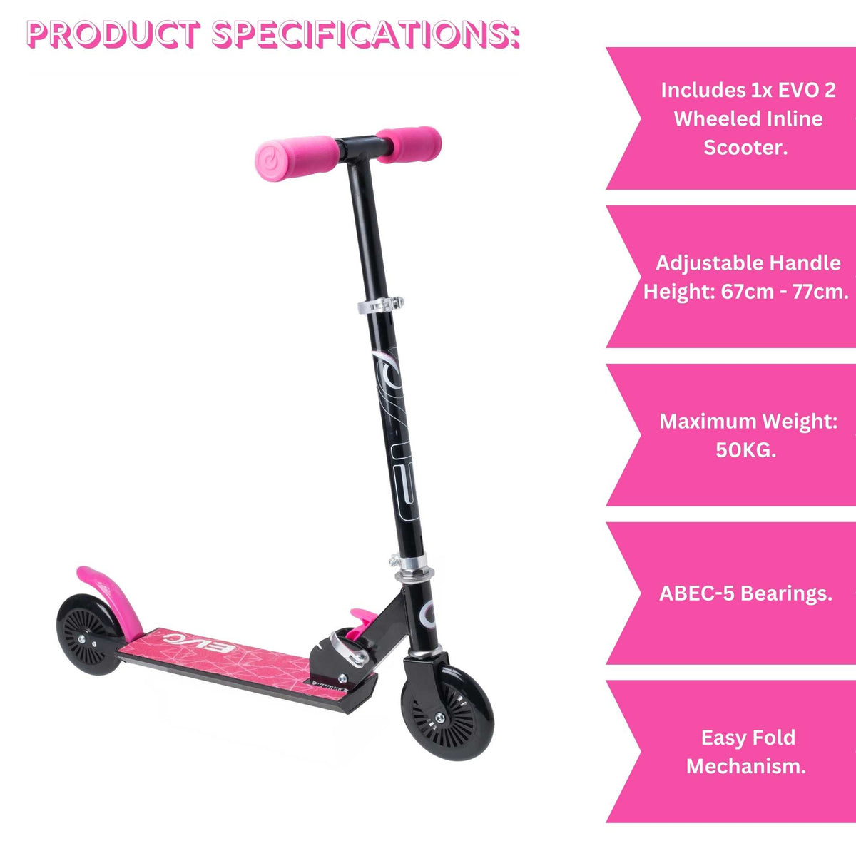 EVO Children&#39;s Inline Scooter for Kids Ages 5 and Up with Adjustable Handlebar, perfect for enhancing motor skills and outdoor fun.