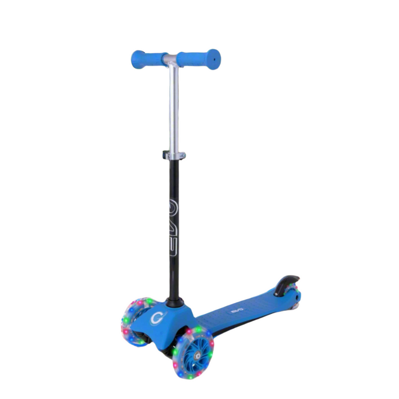 EVO Mini Cruiser Scooter, featuring a stable three-wheel design, adjustable handlebars, and lightweight, durable construction, perfect for young children’s outdoor adventures.