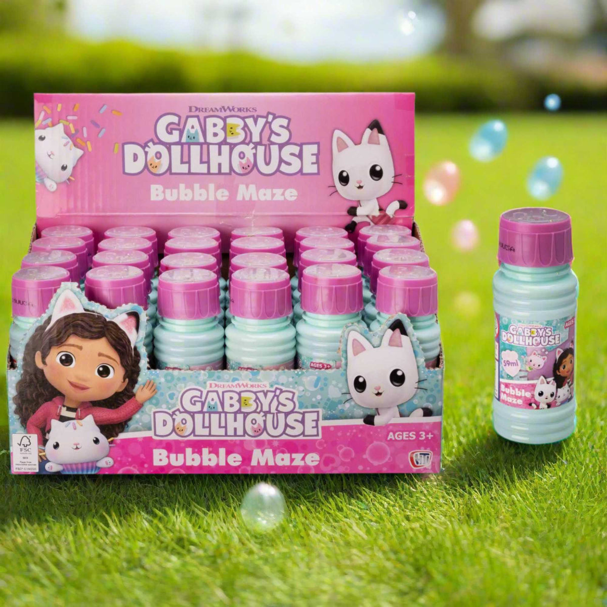 Gabby&#39;s Bubble Maze Multipack featuring 24 maze toys with Gabby&#39;s-themed designs, perfect for parties, school events, and fun activities for kids