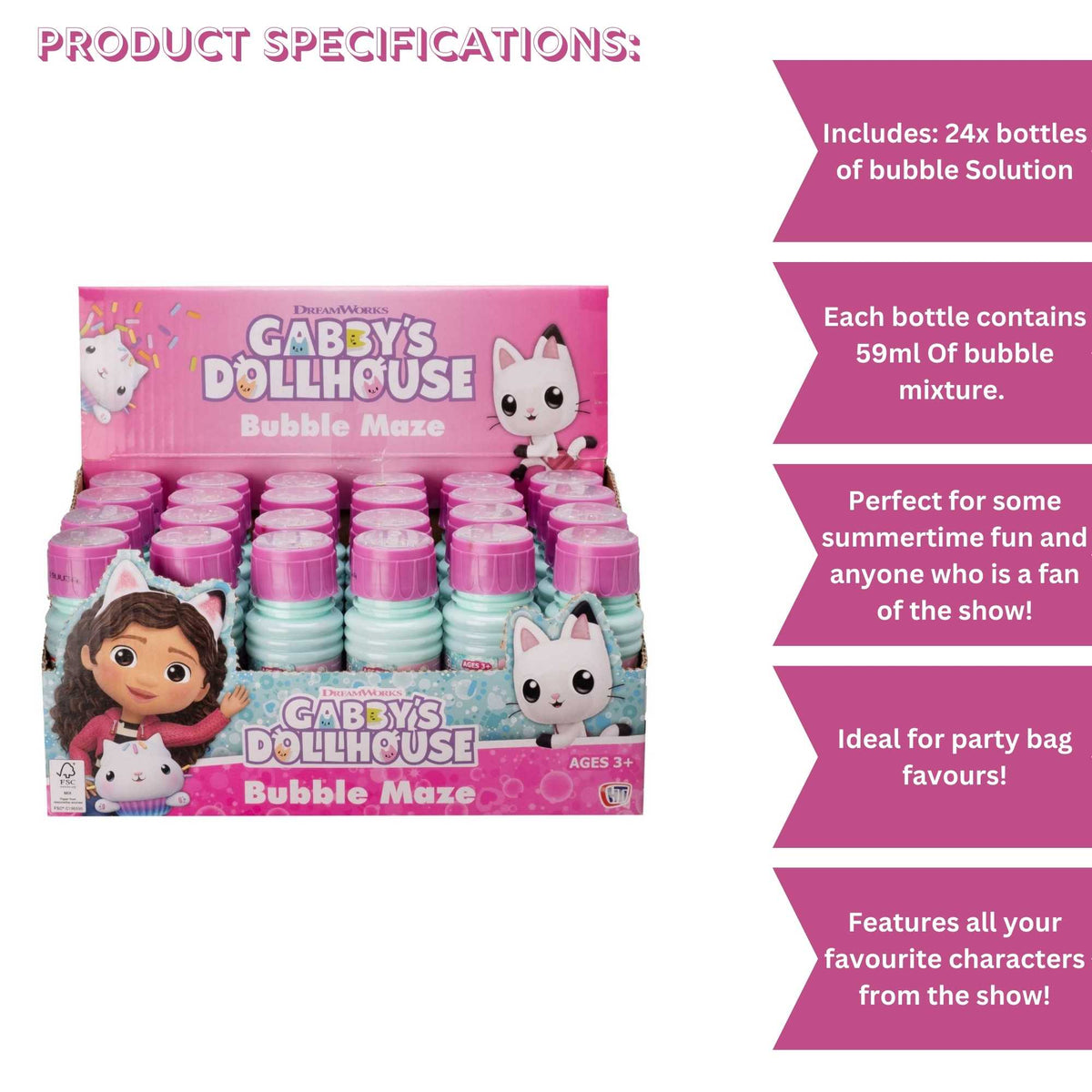 Gabby&#39;s Dollhouse Bubble Maze - 24 Multipack with Gabby&#39;s Maze Game Bubble Toys