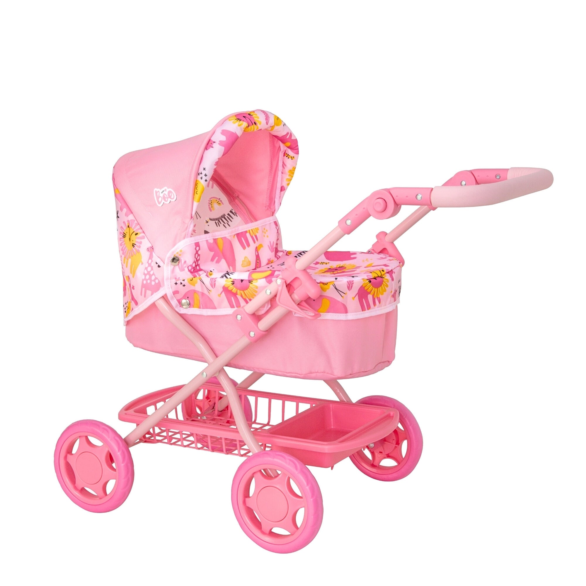 BabyBoo Junior Roamer Dolls Pram - Pink Jungle Prams