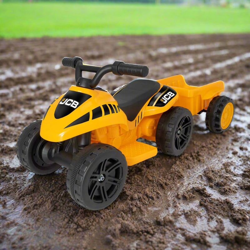 JCB Battery Operated Mini Quad Ride-On With Trailer