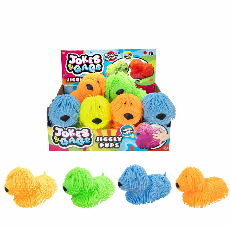 Jokes & Gags Jiggly Pups  - 6 Large Sensory Long Haired Pups