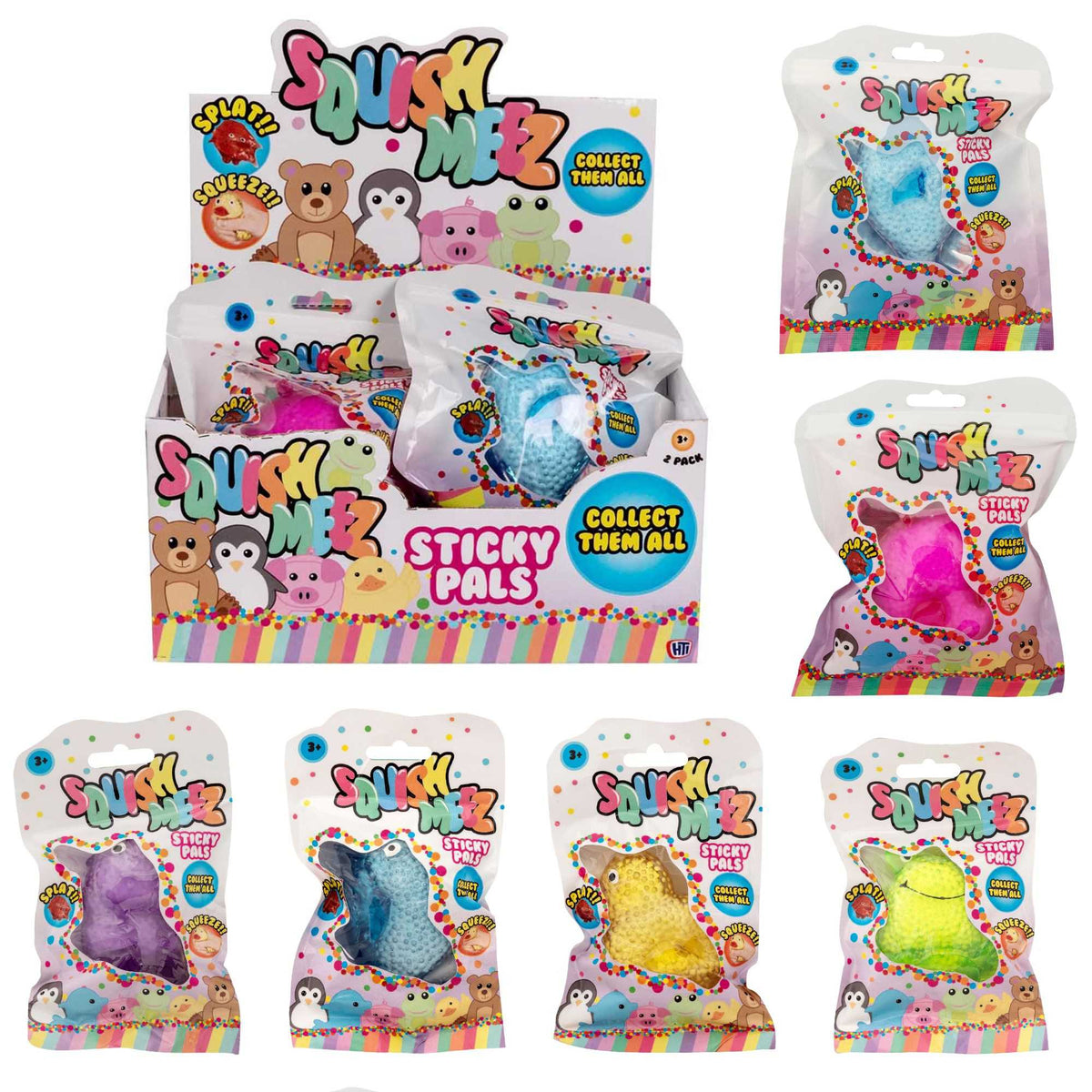 Squish-Meez Sticky Pals 12 Pack Fidget Toy Playset