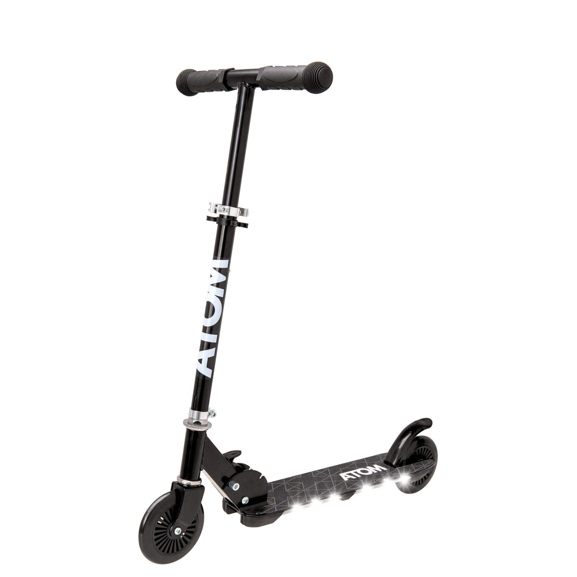 ATOM Night Flash Scooter for Kids – 2-Wheel Light-Up Scooter with LED Flashing Deck and Wheels, Foldable and Adjustable for Ages 5+