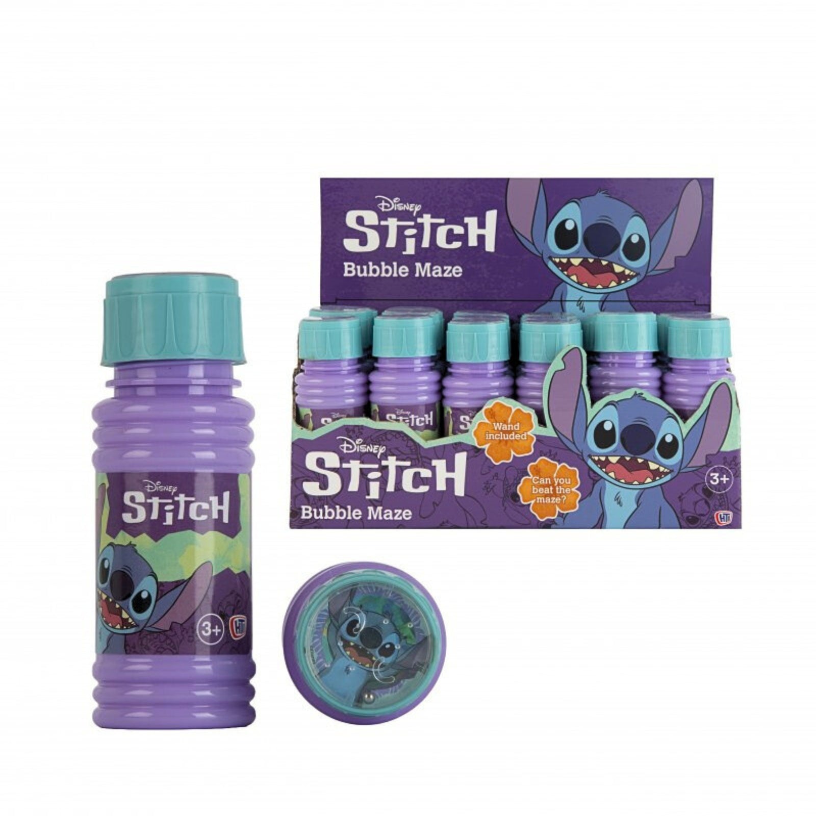 Disney Stitch Bubble Maze - 24 Pack Bubble Solution, Wands & Game