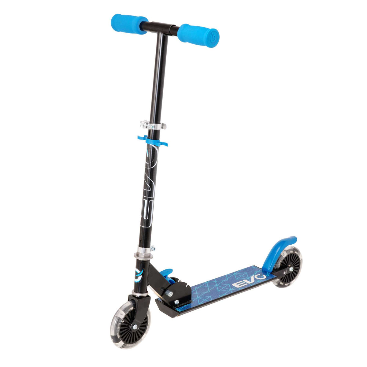 EVO Children&#39;s Light Up Inline Scooter for Kids Ages 5 and Up with LED Wheels and Adjustable Handlebar, perfect for enhancing motor skills and outdoor fun.