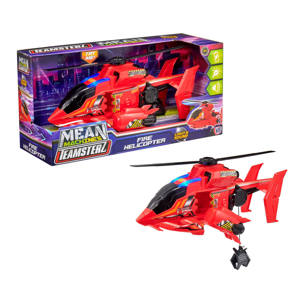 Teamsterz Mean Machine Lights &amp; Sounds Fire Rescue Helicopter