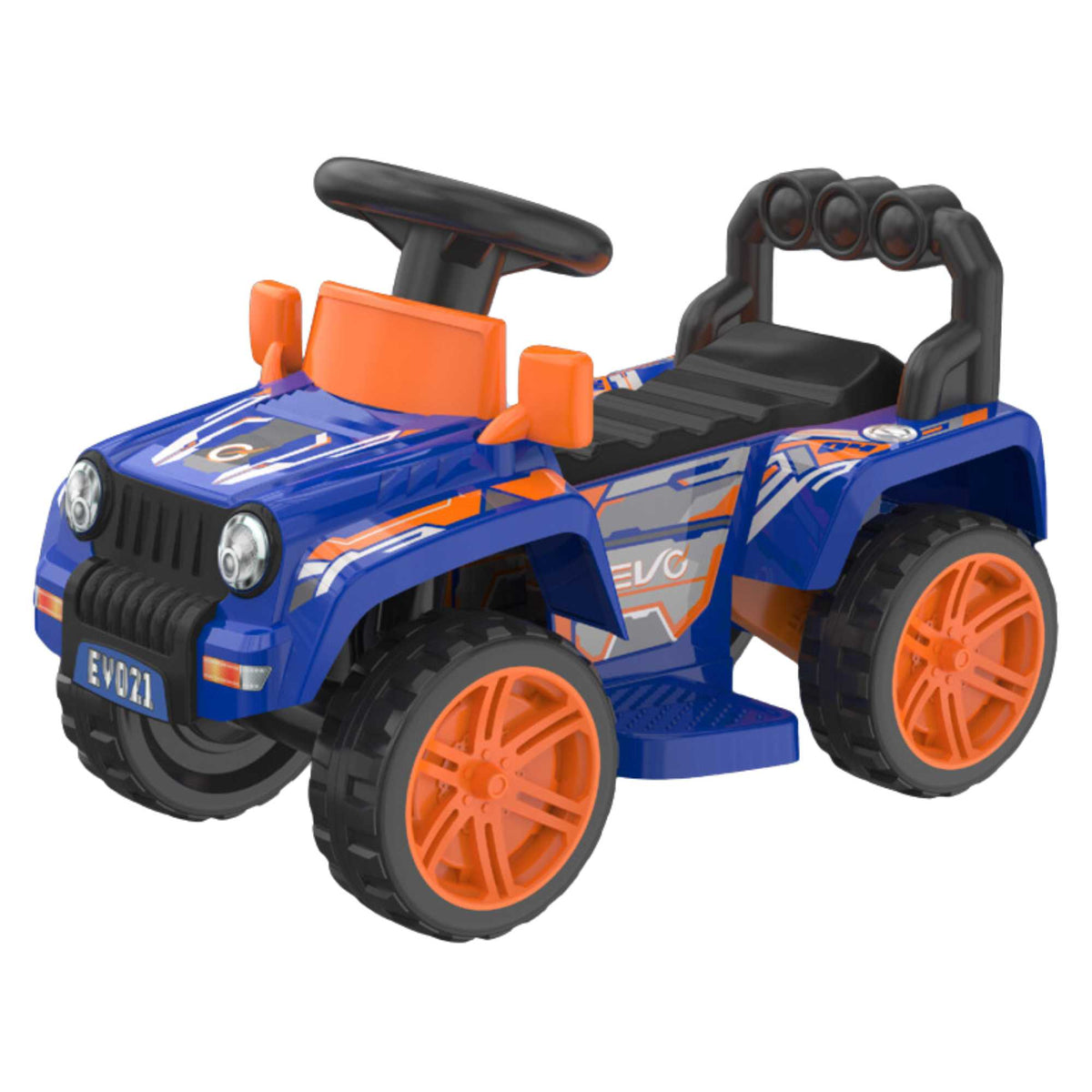 Blue EVO Zoom 4x4 Ride-On Truck for kids ages 3 and up, featuring realistic design, durable construction, and all-terrain wheels for outdoor adventures.