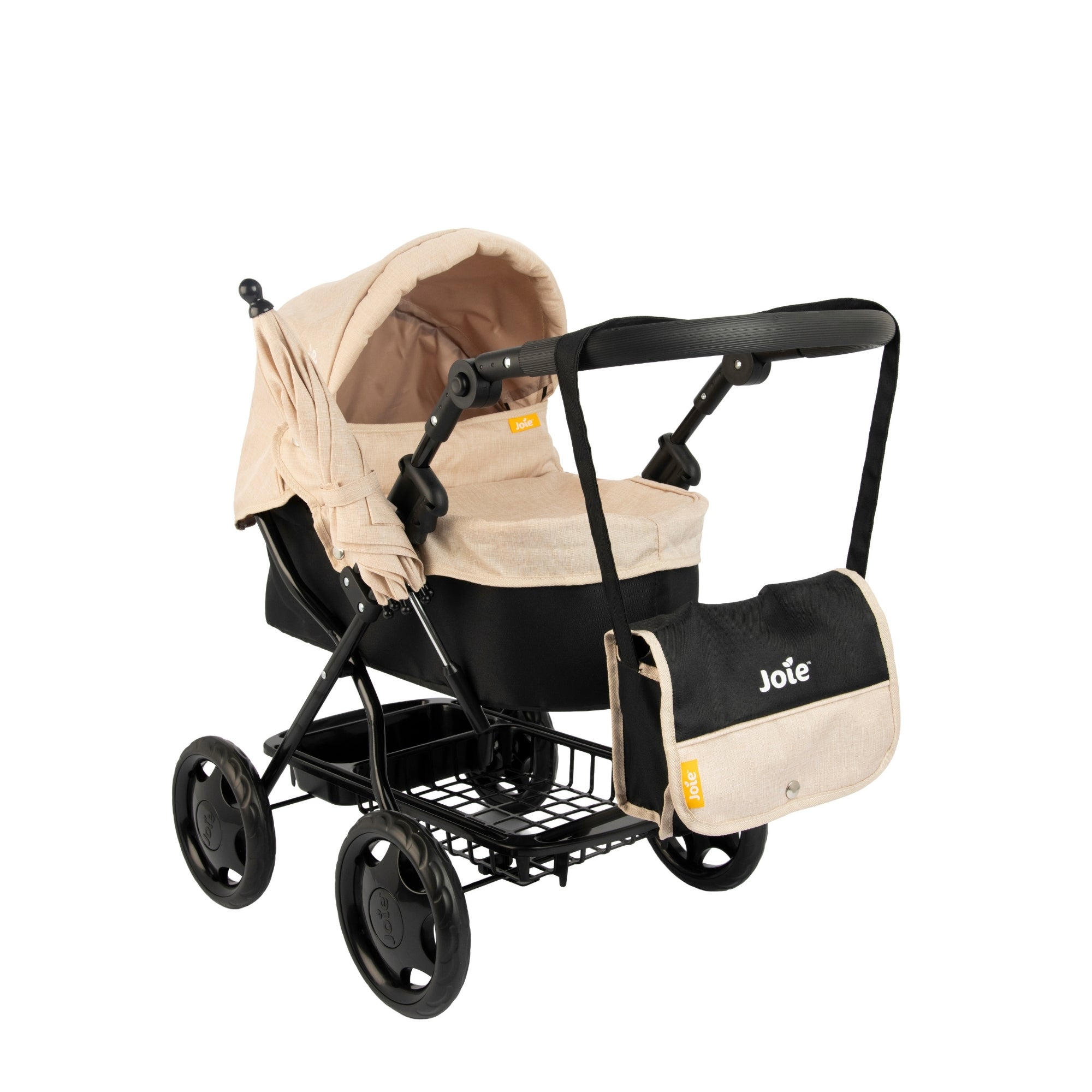 Joie Junior Classic Stone & Black Pram - Includes Handheld Parasol & Changing Bag Prams