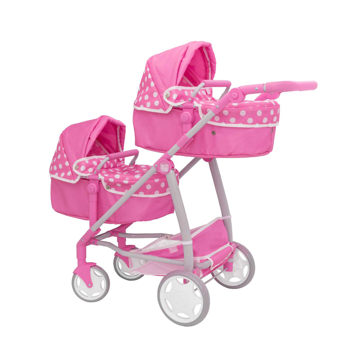 Dolly Tots Twin Dolls Pram - Spacious and Sturdy Toy Pram for Twin Dolls with Adjustable Handle