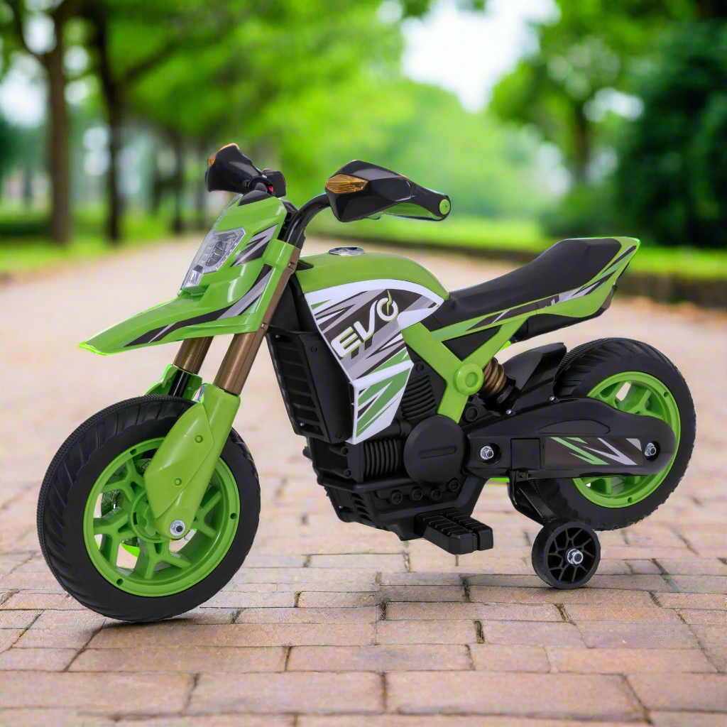 EVO 6v Kids Electric Ride-On Venom Rally Bike Green