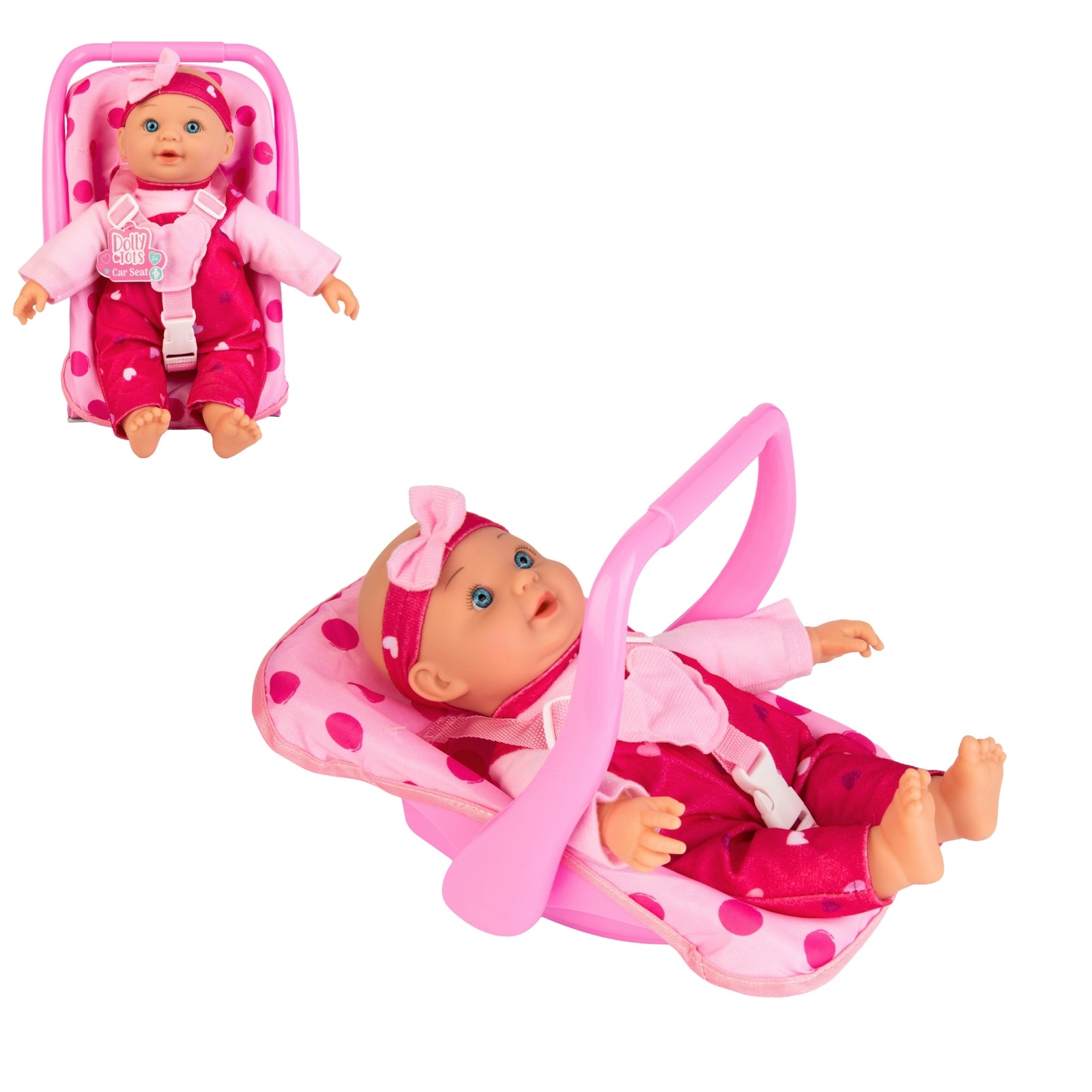 Dolly Tots 30cm Doll & Car Seat - Soft Bodied Talking Doll