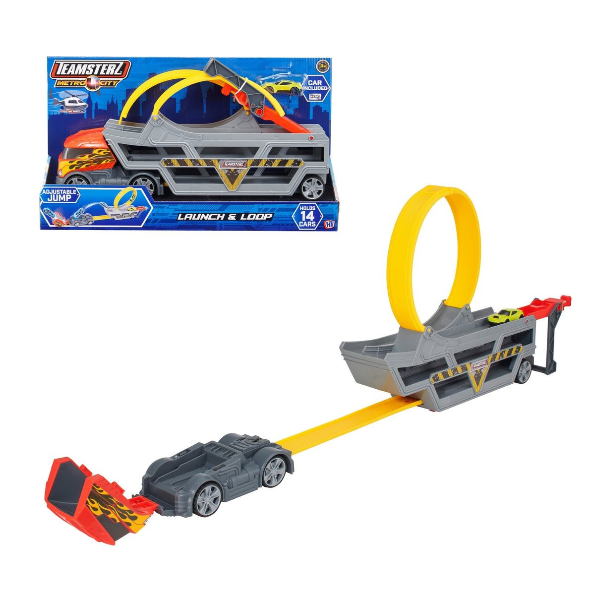 Teamsterz Launch &amp; Loop Transporter Set - Includes Die Cast Car Cars &amp; Transporters