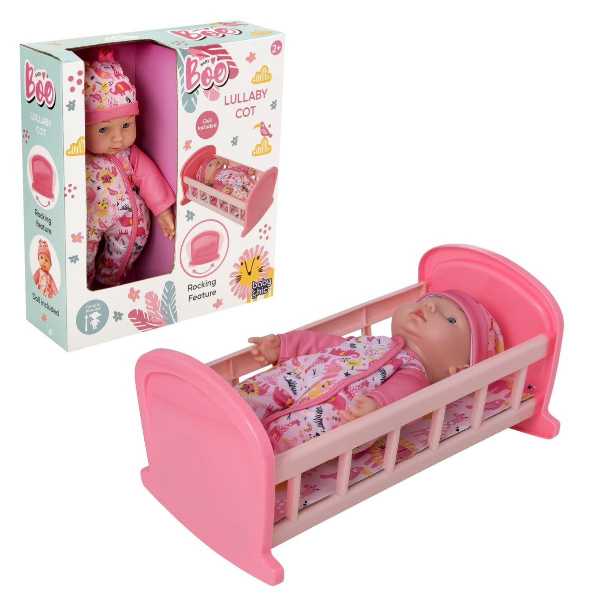 Complete with included doll, this charming cot offers a cozy resting place for dolls, fostering imaginative play and nurturing skills in children