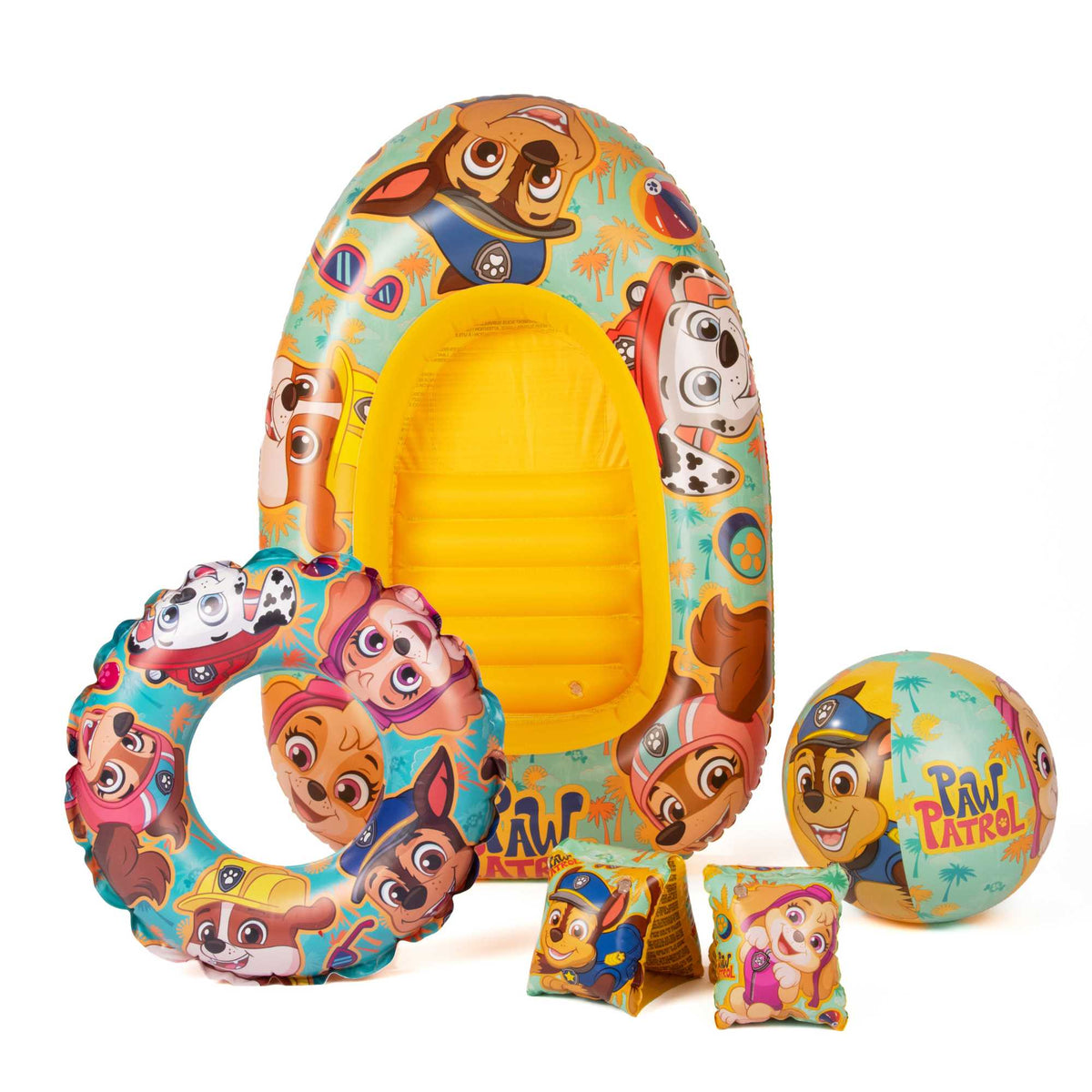 Paw Patrol Swim Pack - Swim Ring, Armbands, Beach Ball &amp; Boat Sand &amp; Water Play