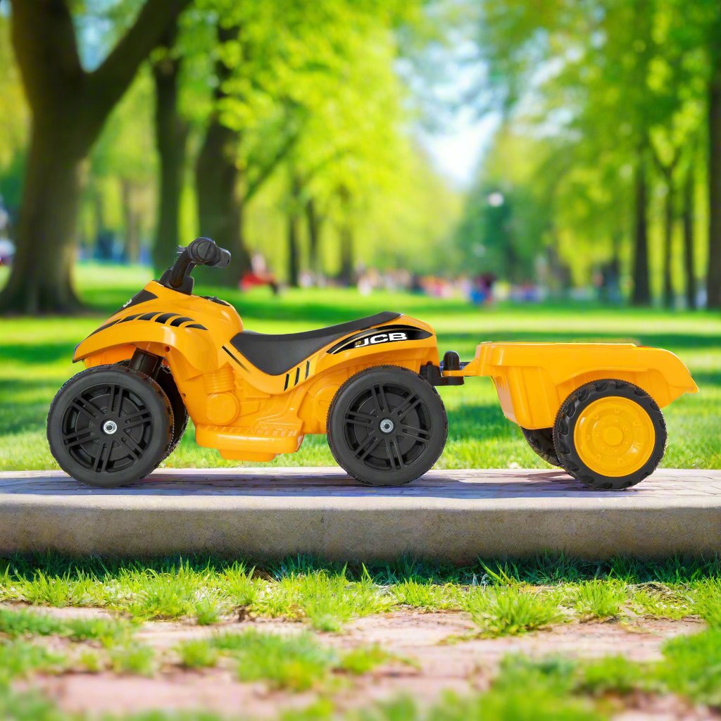 JCB Battery Operated Mini Quad Ride-On With Trailer Electric Ride Ons