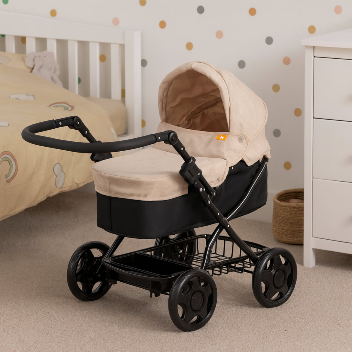 Joie Cherish Dolls Pram - Stone &amp; Black Prams