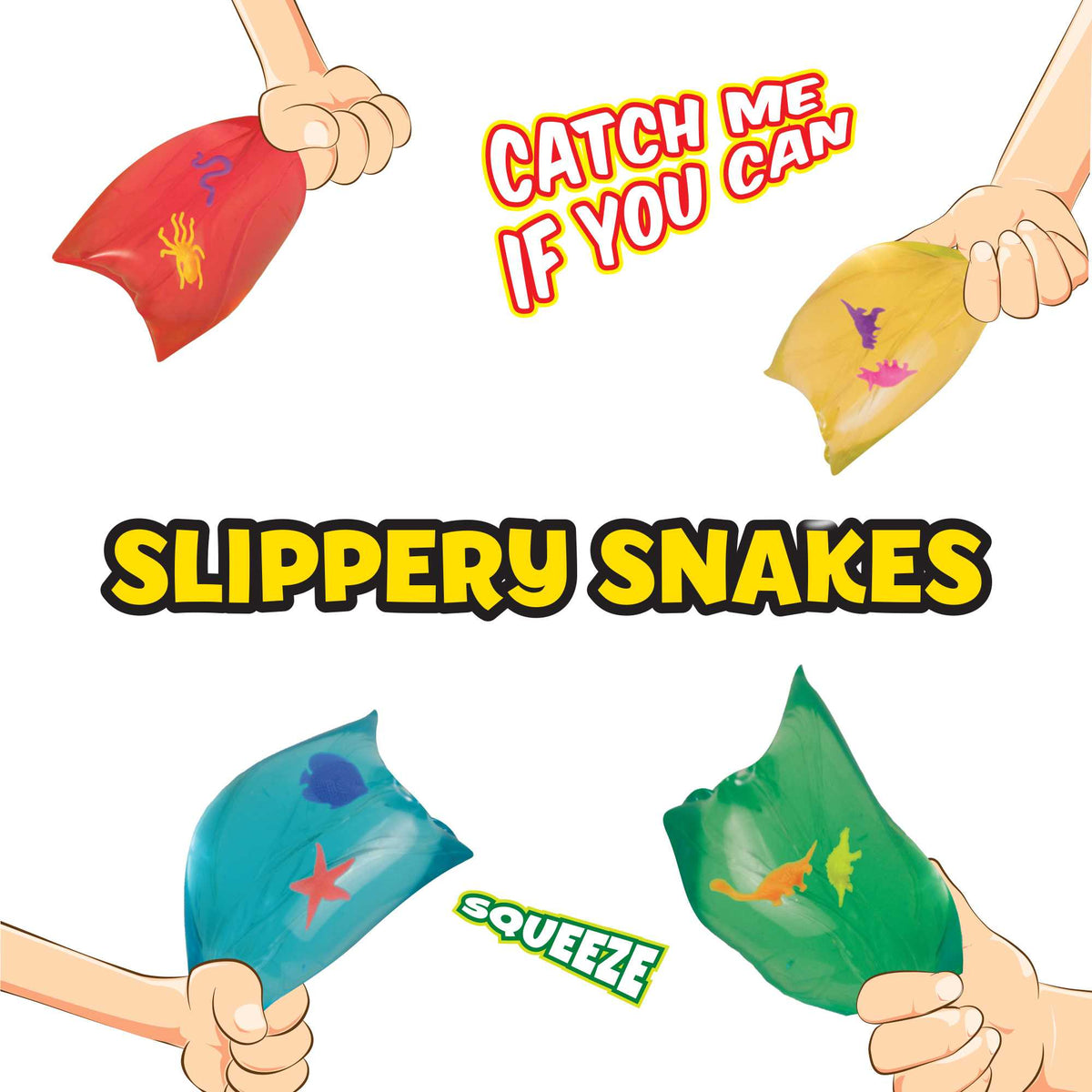 Slippery Snakes Fidget Toys - 4 Pack Assorted Colours Sensory Toys