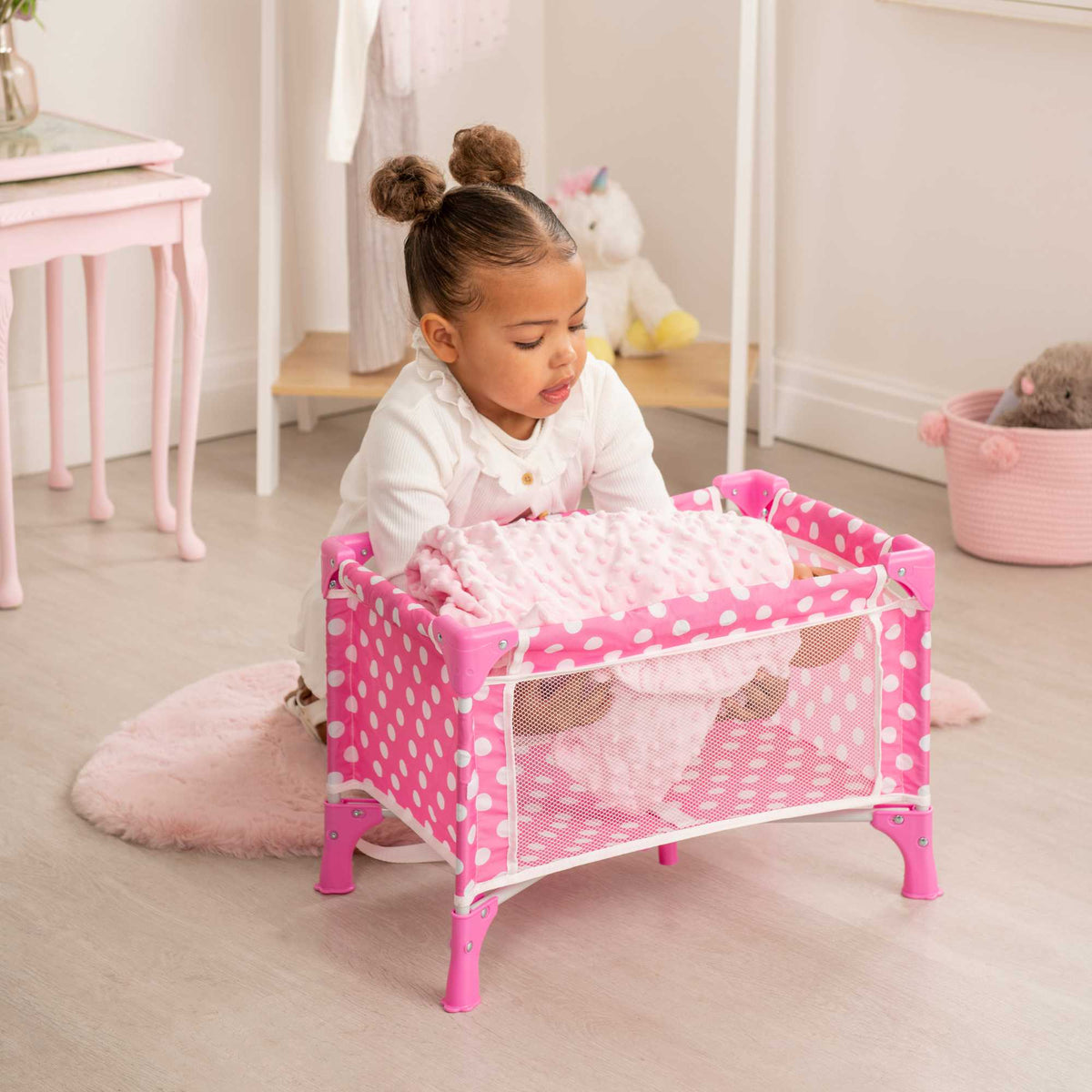 Dolly Tots Travel Dolls Cot - Portable and Compact Toy Cot for Dolls, Perfect for Travel and Playtime