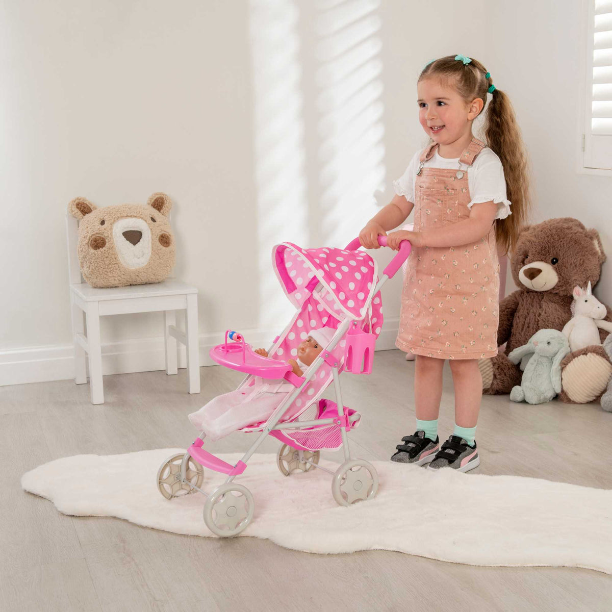 Dolly Tots Playtime Dolls Pushchair - Fun and Functional Toy Pushchair for Dolls, Perfect for Playtime