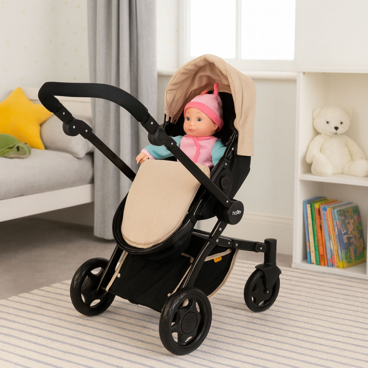 Joie Junior Chrome 3-in-1 Dolls Pram - Stone &amp; Black Dolls, Playsets &amp; Toy Figures