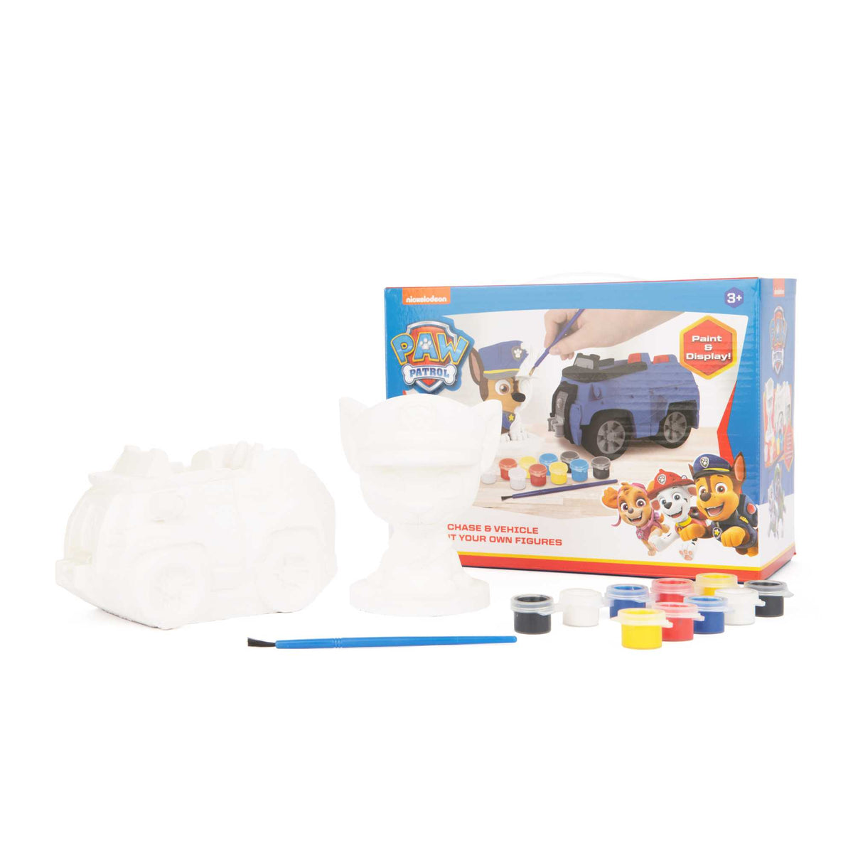 Paint Your Own Paw Patrol Chase and Vehicle Set - DIY craft kit featuring Chase figurine and vehicle for kids to paint and customize