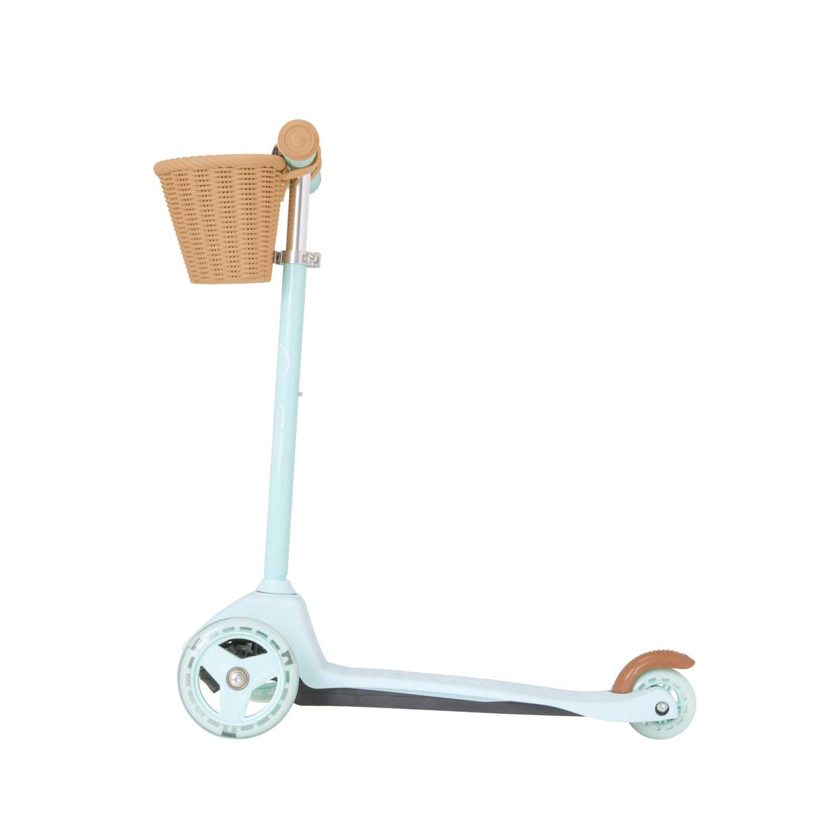 EVO Mini Cruiser Scooter with Basket, featuring a stable three-wheel design, adjustable handlebars, and lightweight, durable construction, perfect for young children’s outdoor adventures.