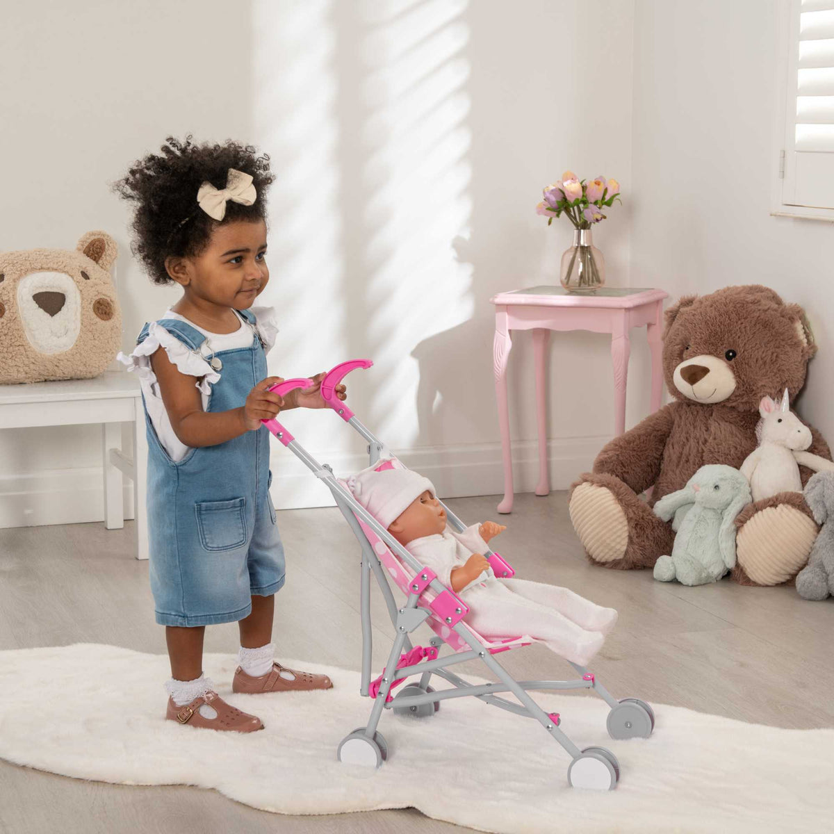 Dolly Tots Dolls Single Stroller - Lightweight and Easy-to-Use Toy Stroller for Dolls